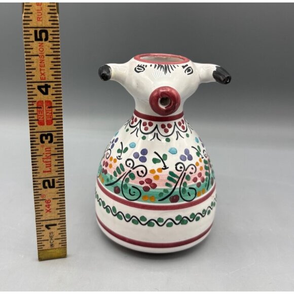 Handmade Ceramic Bull Shaped Creamer Floral Design‎ Signed Cruz Spain - Picture 6 of 6